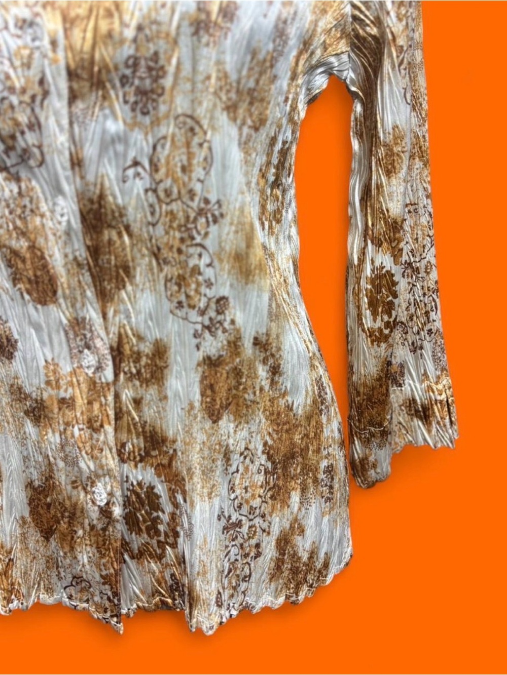 Y2k silky crinkle fabric button down women’s size small - Picture 4 of 6